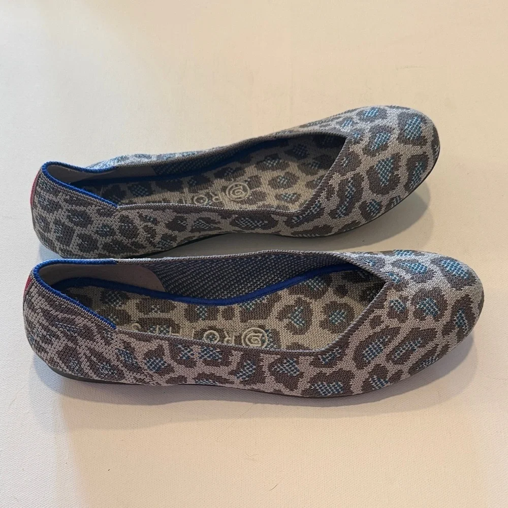 Rothy's Leopard Print Flats in Gray and Blue - Picture 2 of 4